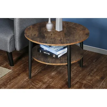 Konferenční stolek TRENDY ELINOR B - konferenční stolek kulatý, lamino HNĚDÁ RUSTIK/ ČERNÁ MAT (ELLABBRC= 1 balík) (S)(K150-E) NOVINKA