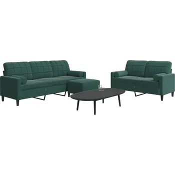 Pohovka zahrada-XL 3dílná sedací souprava s poduškami a podhlavníky tmavě zelená 3278423