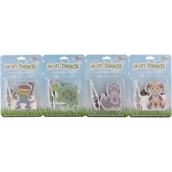 Dětské navlékací korálky Korálky zažehlovací zvířátka kreativní set s podložkou a pinzetou 4 druhy