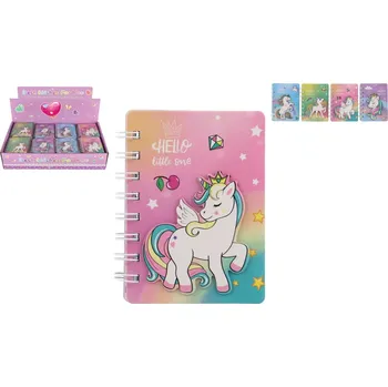 Blok Teddies Zápisník/blok jednorožec kroužkový 9,5 x 12 cm 4 druhy