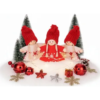 Vánoční dekorace ANDĚLÍČCI MAKOSZKI PANENKY VÁNOČNÍ BAŇKY OZDOBY 3ks