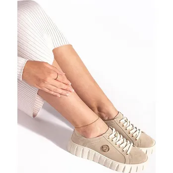 Dámské polobotky Komfortní polobotky dámské béžové na platformě 38