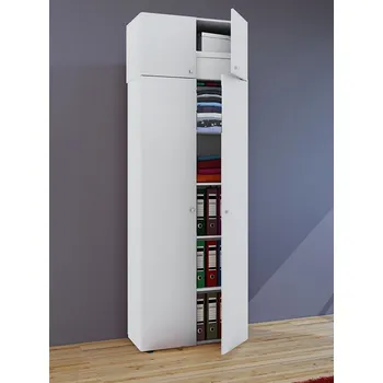 Šatní skříň Vcm Víceúčelová skříň Vandol I s dvířky včetně horního nástavce, bílá