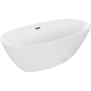 Vana Mexen Eris volně stojící vana 180 x 80 cm, bílá, přepad gun gray kartáčovaný - 53441808000-66 Volně stojící vany