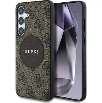 Telefonní příslušenství Pouzdro Guess HC MagSafe PU 4G Circle Classic Logo pro Samsung Galaxy S25 Plus hnědé