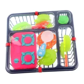 Dětská kuchyňka Plastová sada dětský vařič s nádobím a odkapávačem