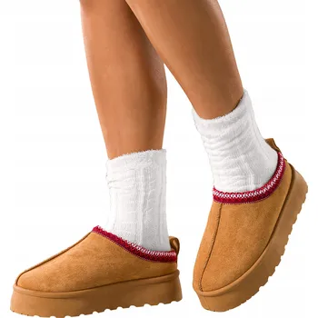 Dámské pantofle PANTOFLE Dámské Velbloudí Barvy S Kožíškem POHODLNÉ Na Platformě S Obšitím vel. 39