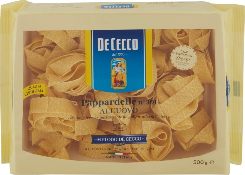 De cecco pappardelle n.301 sušené vaječné těstoviny 500g