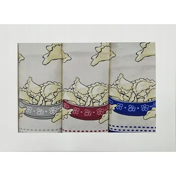 Utěrka 3 dílná sada kuchyňských bavlněných utěrek - Pirohy