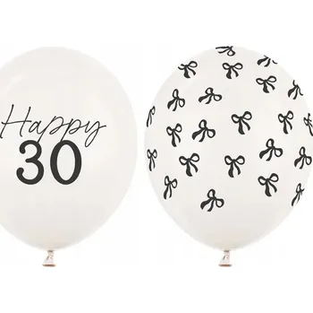 Balónek Balónky "30. narozeniny - mašle", bílé, PartyDeco, 12", 50 ks