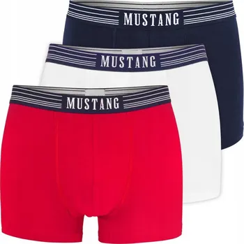 MUSTANG BOXERKY SLIPY PÁNSKÉ BAVLNA NAVY/WHITE/RED 3-BALENÍ XL