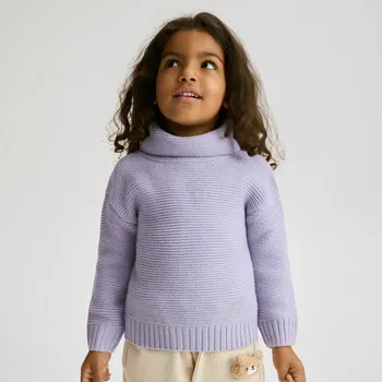 Dívčí mikina Reserved - Volný svetr s rolákem - levandulová - 766FH-04X - 766FH-04X-104