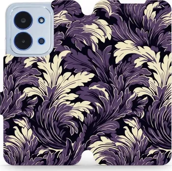 Pouzdro na mobilní telefon Flipové pouzdro Mobiwear - Xiaomi Poco C85 - VA46S Fialové rostliny (Knížkové flip pouzdro, obal, kryt na mobil Xiaomi Poco C85 - VA46S Fialové rostliny, materiál Umělá kůže + TPU - ochrana 360°, stojánek, silikonová vanička, magnetické zavírání)