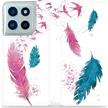 Pouzdro na mobilní telefon Flipové pouzdro Mobiwear - Motorola Moto G56 5G - MR08S Pírka (Knížkové flip pouzdro, obal, kryt na mobil Motorola Moto G56 5G - MR08S Pírka, materiál Umělá kůže + TPU - ochrana 360°, stojánek, silikonová vanička, magnetické zavírání)