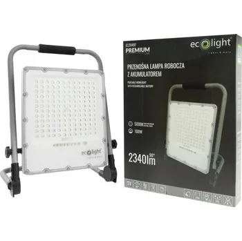 LED reflektor Ecolight 100 W 5000 K stříbrný IP65 s akumulátorem
