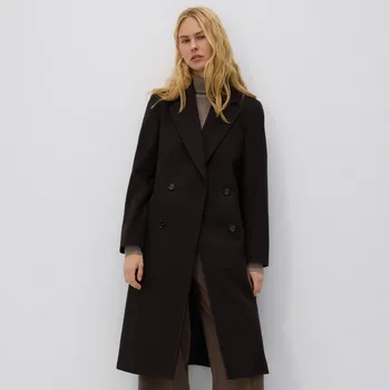 Reserved - Dvouřadý kabát - tmavě hnědá - UA653-89X - UA653-89X-XS