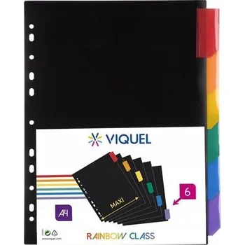 Rozlišovače, černá, plastové, A4 Maxi, 6 listů, VIQUEL