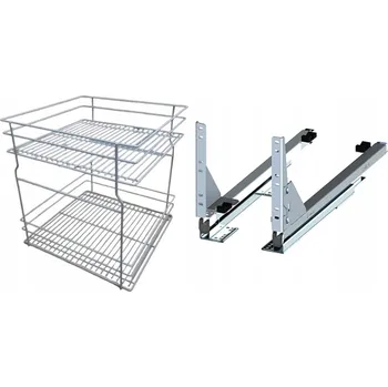 Cargo koš do spodní skříňky 50 cm 500 Šedý 2ks s tlumením dovírání REJS plný výsuv