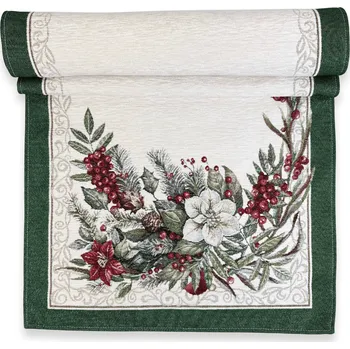 Vánoční dekorace Štóla Gobelín CHENILLE 45/140 cm – Vánoční růže