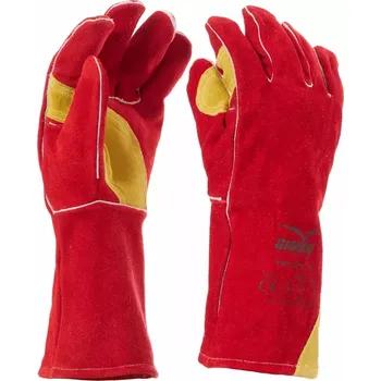 Pracovní rukavice FIRE 307R Svářečské rukavice celokož.červené v.10
