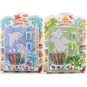 Školní batoh Školní set s omalovánkami, pastelkami a doplňky