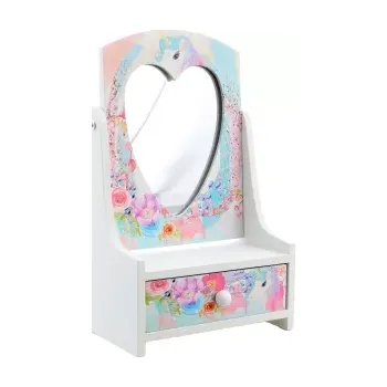 Šperkovnice Dřevěná šperkovnice se srdcovým zrcátkem Jednorožec