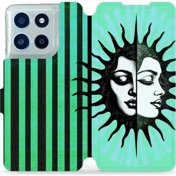 Pouzdro na mobilní telefon Flipové pouzdro Mobiwear - Motorola Moto G56 5G - VP58S Dvě tváře slunce (Knížkové flip pouzdro, obal, kryt na mobil Motorola Moto G56 5G - VP58S Dvě tváře slunce, materiál Umělá kůže + TPU - ochrana 360°, stojánek, silikonová vanička, magnetické zavírání