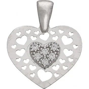 Přívěsek Zlaton Přívěšek bílé zlato srdce s kamenem 1.6cm 0.9g 000320409194