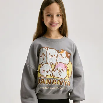 Dívčí mikina Reserved - GIRLS` JOGGING TOP - tmavě šedá - 292FA-90X - 292FA-90X-158