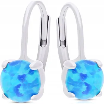 Náušnice Dámské Stříbrné Náušnice s opálem, kulaté, visící ryzost 925