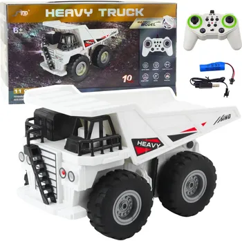 RC model auta LEAN Toys RC sklápěcí náklaďák na dálkové ovládání se světly a zvuky, bílý 1:24