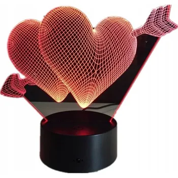 Lampička 3D LED Noční Lampa SRDCE VALENTÝNSKÝ DÁREK