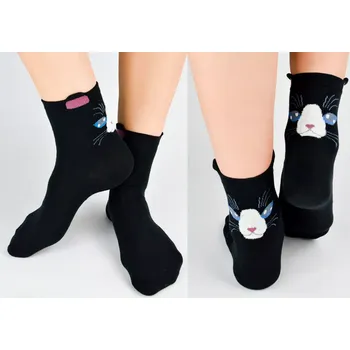 Dámské punčochy Dívčí ponožky Kočička SB156 - 27-30 / černá