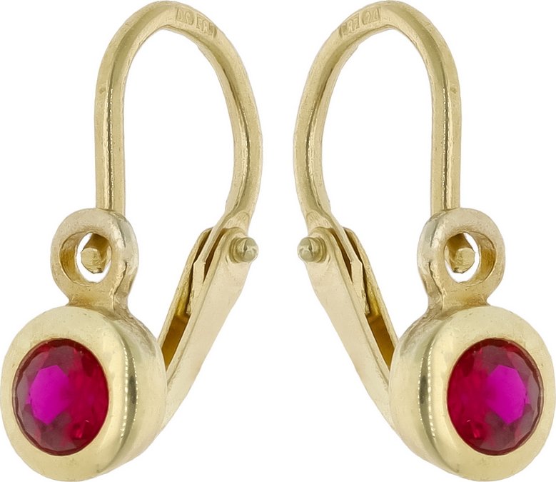 Zlaton Náušnice žluté zlato s rubínem visací 1g 000551409215