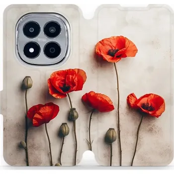 Pouzdro na mobilní telefon Flipové pouzdro Mobiwear - Xiaomi Redmi Note 15 Pro Plus 5G - VP42S Vlčí máky (Knížkové flip pouzdro, obal, kryt na mobil Xiaomi Redmi Note 15 Pro Plus 5G - VP42S Vlčí máky, materiál Umělá kůže + TPU - ochrana 360°, stojánek, silikonová vanička, magnetick