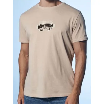 Pánské tričko Sinsay - Bavlněné oversize tričko s potiskem - béžová - 873GP-08X - 873GP-08X-2XL