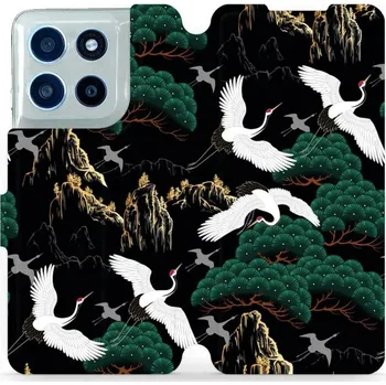 Pouzdro na mobilní telefon Flipové pouzdro Mobiwear - Motorola Moto G56 5G - VP16S Jeřábi (Knížkové flip pouzdro, obal, kryt na mobil Motorola Moto G56 5G - VP16S Jeřábi, materiál Umělá kůže + TPU - ochrana 360°, stojánek, silikonová vanička, magnetické zavírání)