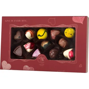 Cukrovinka Oxalis Dárková krabička s 13 pralinkami - červená