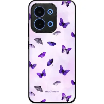 Pouzdro na mobilní telefon Lesklý kryt Mobiwear Glossy - Xiaomi Poco C85 - GP77G Fialoví motýlci (Prémiové lesklé pouzdro, obal, kryt Mobiwear Glossy na mobil Xiaomi Poco C85 - GP77G Fialoví motýlci, materiál Plast + TPU silikon - krytí po všech stranách, neošoupatelný potisk, tenk