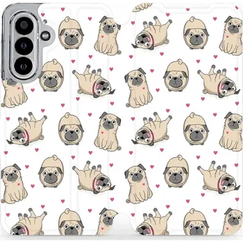 Pouzdro na mobilní telefon Flipové pouzdro Mobiwear - Samsung Galaxy A17 / A17 5G - M097P Mopsíci (Knížkové flip pouzdro, obal, kryt na mobil Samsung Galaxy A17 / A17 5G - M097P Mopsíci, materiál Umělá kůže + TPU - ochrana 360°, stojánek, silikonová vanička, magnetické zavírání)