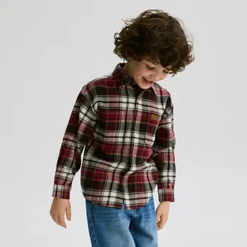 Reserved - Bavlněná kostkovaná košile - hnědá - 038FO-83X - 038FO-83X-146