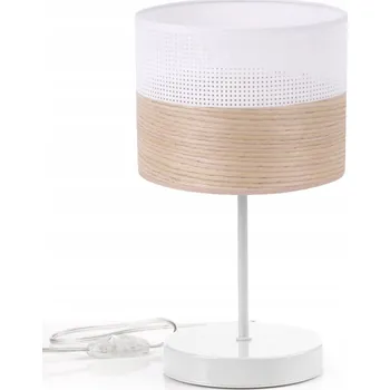 Stojací lampa Stolní Noční Lampa Noční BOHO, Dub Světlý, Bílá, Patice E27 LED (Edison)