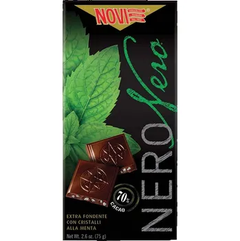Čokoláda Novi nero čokoláda 70% s krystali máty 75g