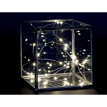 Vánoční dekorace VOR-BAT 2M-D MINI - 2m dekorační, světelný vánoční řetěz na drátu, napájení 3x bat LR44, svit bílá studená, bílá teplá a barevná RGB Barva: Bílá studená