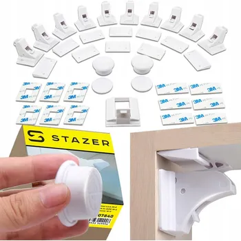 Obraz Magnetický zámek na skříňky Stazer bílý, 10 ks
