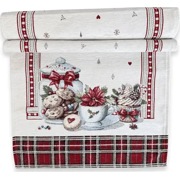 Vánoční dekorace Štóla Gobelín CHENILLE 45/140 cm – Vánoční sušenky