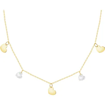 Náhrdelník Zlatý náhrdelník se zirkony - srdce - AP542-6621