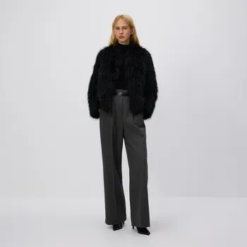 Dámské kalhoty Reserved - Kalhoty s páskem - tmavě šedá - ZR460-90M - ZR460-90M-S