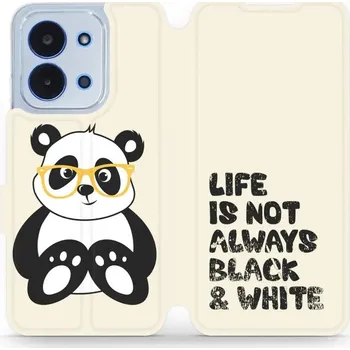 Pouzdro na mobilní telefon Flipové pouzdro Mobiwear - Xiaomi Poco C85 - M041S Panda - life is not (Knížkové flip pouzdro, obal, kryt na mobil Xiaomi Poco C85 - M041S Panda - life is not, materiál Umělá kůže + TPU - ochrana 360°, stojánek, silikonová vanička, magnetické zavírání)