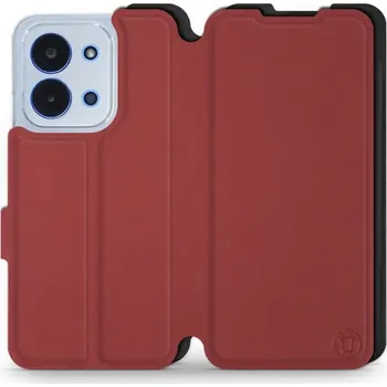 Pouzdro na mobilní telefon Flipové pouzdro Mobiwear Semiš - Xiaomi Poco C85 - Cihlové & Černé (Knížkové semišové flip pouzdro, obal, kryt na mobil Xiaomi Poco C85 - Cihlové & Černé, materiál semiš + TPU, ochrana 360°, stojánek, silikonová vanička, magnetické zavírání)